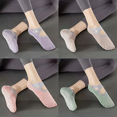 Women's Non Slip Cross Strap Yoga Socks with Grips