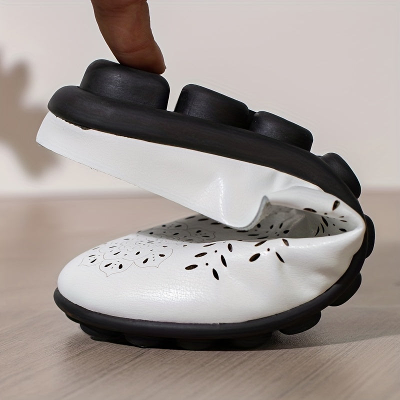 Women's Hollow Out Flat Shoes Slip on Summer Half Slippers