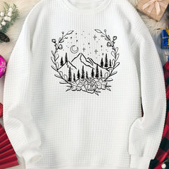 Floral Mountain Graphic Long Sleeve Lounge Top