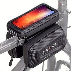 BUCKLOS Carbon Fiber Bike Frame Bag, Rainproof Touch Screen Case
