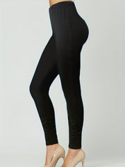 Sporty Leggings Women's Plus Solid High Rise Stretch Leggings