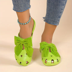 Women's Bowknot Decor Clogs Flat Shoes Lightweight Beach Shoes