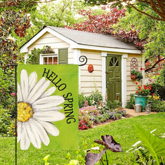 Hello Spring Garden Flag 30x45 cm Double Sided Floral Daisy Yard Flag Green