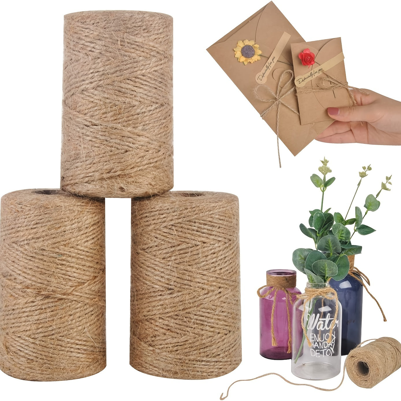 100m 2mm Jute Rope Twine DIY Craft Decoration Packaging Bundle Bottle Jar Wrappi