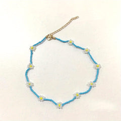 10 Small Flowers Beaded Necklace for Girls