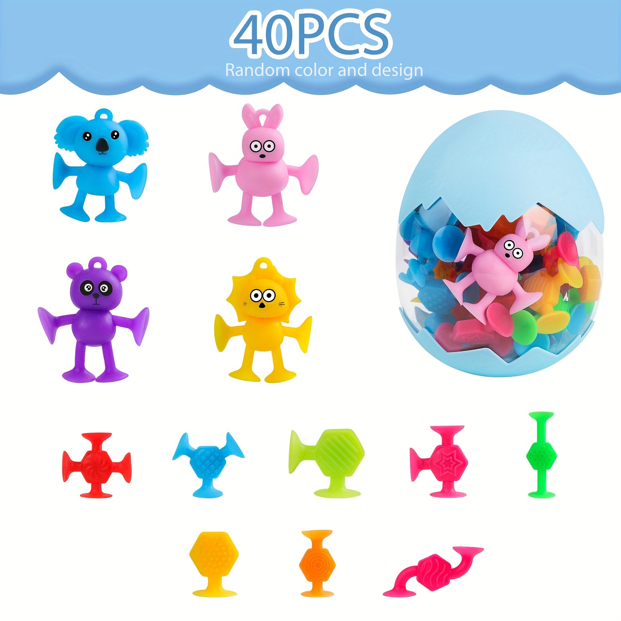 Sensory Suction Toys 40pcs 24pcs Travel Stress Relief Bath Toy