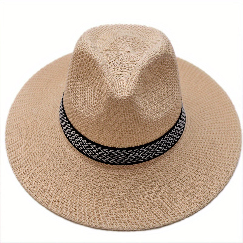 Men's Summer Straw Sun Hat Middle-aged Fisherman Breathable Sunscreen Hat
