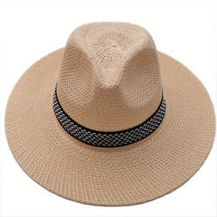Men's Summer Straw Sun Hat Middle-aged Fisherman Breathable Sunscreen Hat