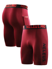 Men's Compression Shorts w/ Pocket Athletic High Stretch Base Layer