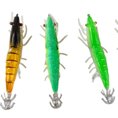 11 Light Soft Bait Shrimp Squid Hook Fluorescent Wooden Bait Sea Fishing