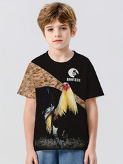 Rooster 3D Print Boys T-shirt Lightweight Short Sleeve Top Summer Kids Outfit