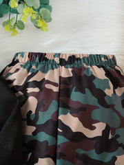 Girls 'Bonjour' Print Hooded Sweatshirt & Camo Cargo Pants Set