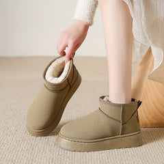 Women's Plush Lined Ankle Boots Platform Slip On Snow Boots