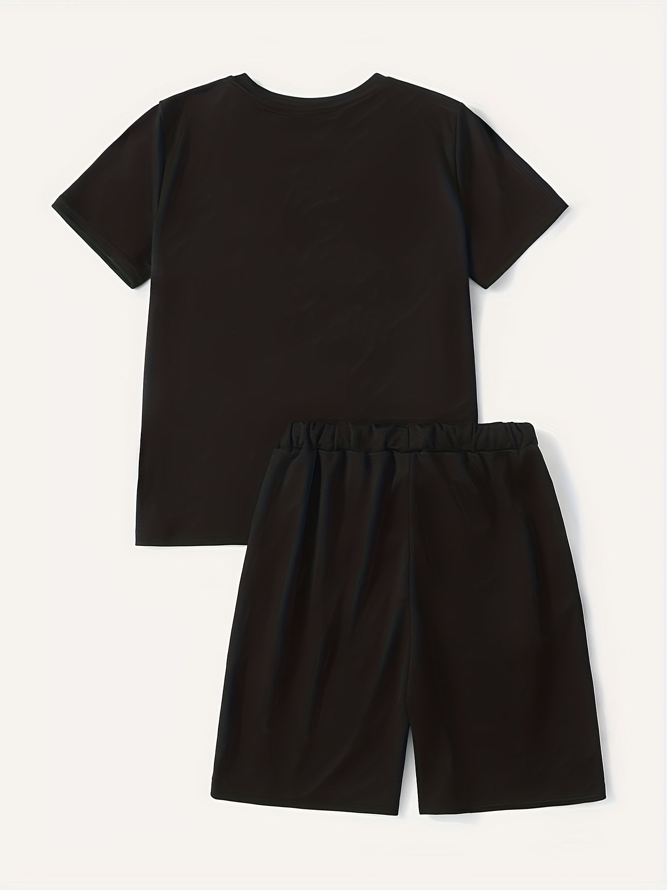 Boy's Happy Face Print T-shirt & Drawstring Shorts Set