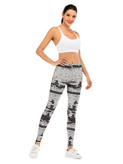 Women's Floral Stripe Yoga Pants High Waist Leggings