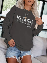 Slogan Print Pullover Sweatshirt Long Sleeve Fall Winter Women's Clothing