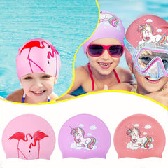 Cartoon Waterproof Kids Swimming Cap for Long Hair Girls and Boys