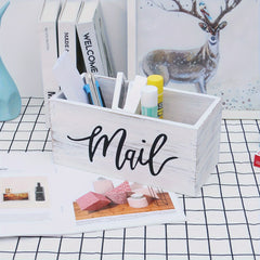 Retro Wooden Storage Box Mail Organizer