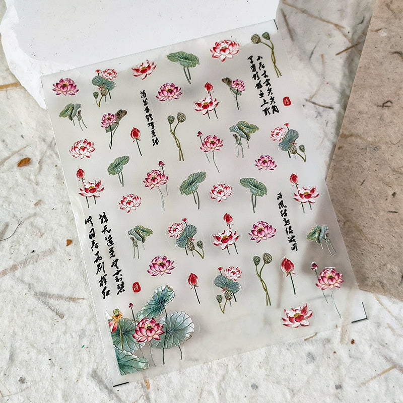 Lotus Sticker Craft Flower Nail Art Sticker Transparent Adhesive Nail Sticker