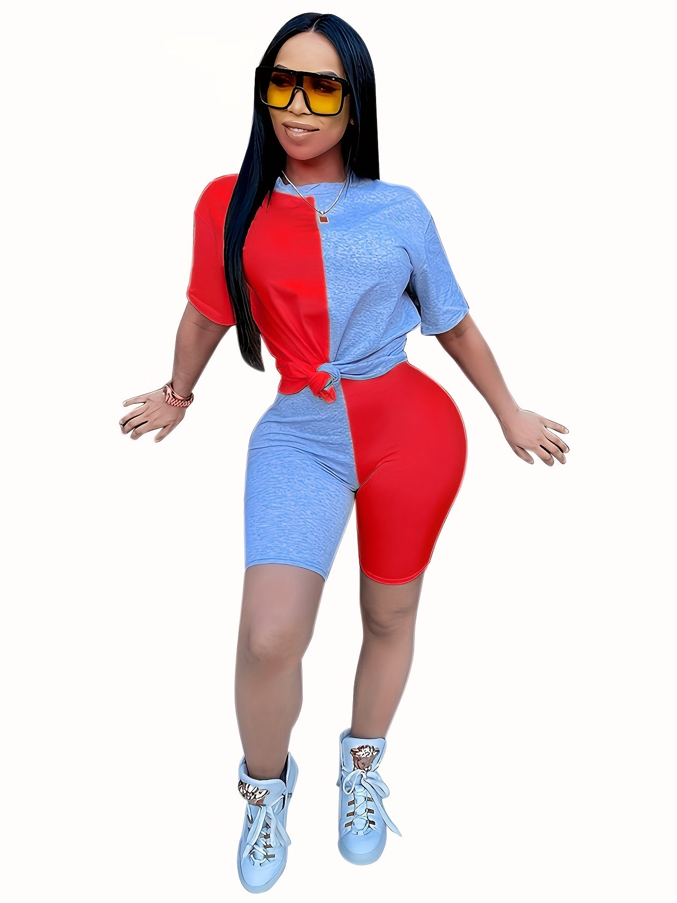 Casual Two piece Set T-shirt & High Waist Shorts