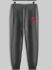 Red Lines Dots Print Men's Pants Drawstring Sweatpants