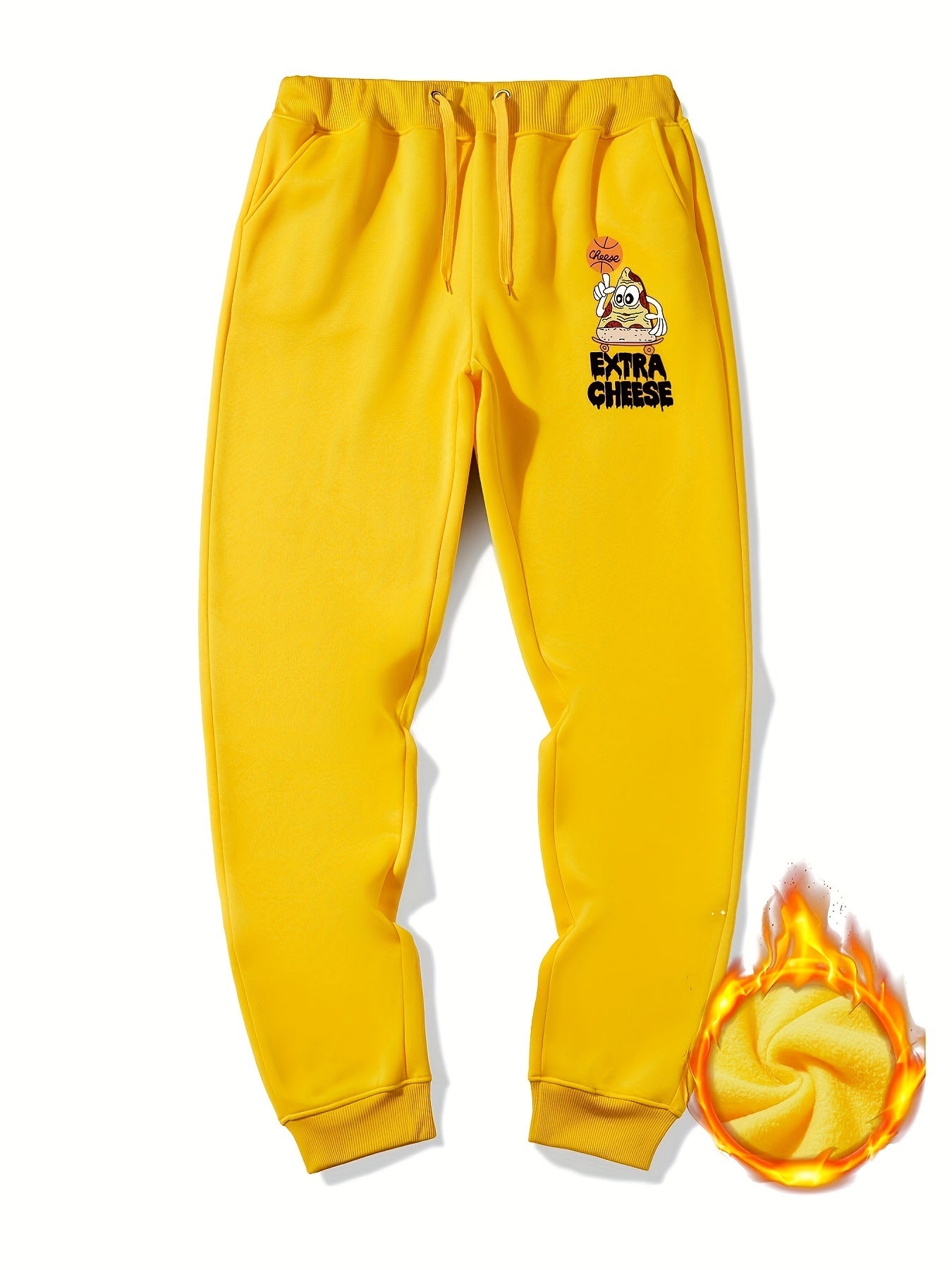 Men's EXTRA CHEESE Drawstring Fleece Sweatpants Loose Casual Comfy Jogger Pants