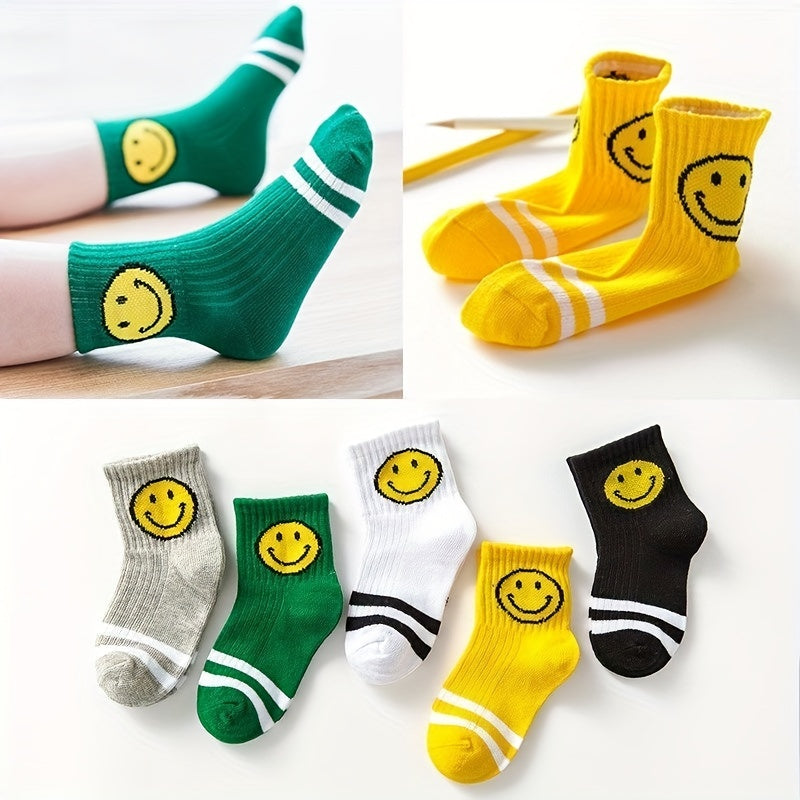 Kids Smile Face Print Socks for Spring Autumn