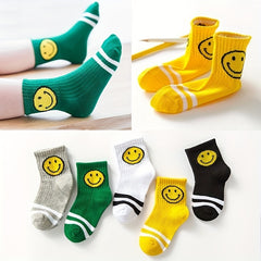 Kids Smile Face Print Socks for Spring Autumn