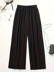 Wide Leg Casual Pants Elastic Waist Loose Fit