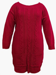 Cable Long Sleeve Sweater Dress with Pockets