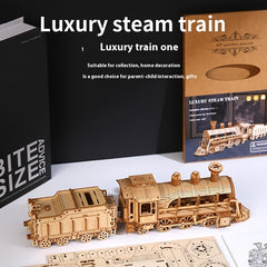 3D Wooden Train Model Kit 282pcs Detailed Locomotive with Wheels & Headlights