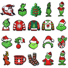 20pcs Christmas Shoe Charms For Clogs & Slides, PVC Decorations