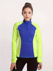 Sporty Top Long Sleeves Contrast Running Half Sleeves Round Neck