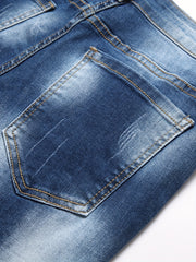 Distressed High Stretch Denim Shorts Men's Casual Street Style