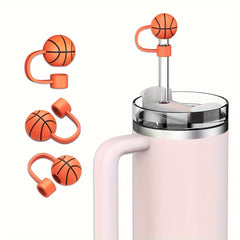 4pcs Straw Tip Cover Cap for Stanley Cup Football Basketball Reusable Straws