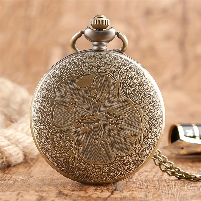 Bronze Spider Pocket Watch Animal Pattern Quartz Thin Chain Gift