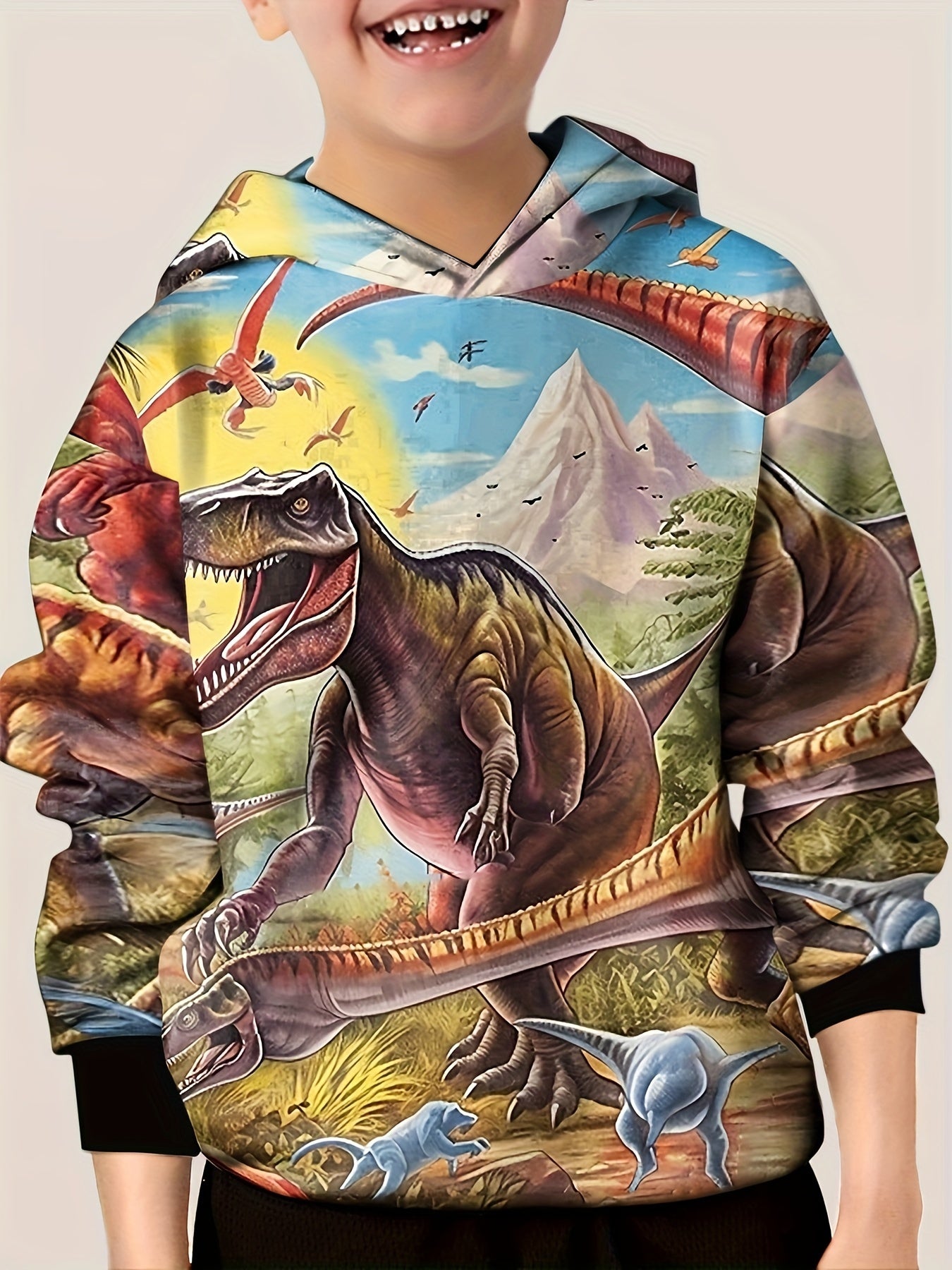 Boys Space Graphic Hoodie 3D Digital Print Long Sleeve Top