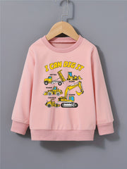 Cartoon Construction Car Boys Sweatshirt