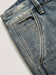 Men's Vintage Denim Shorts, Ripped, Washed for Summer