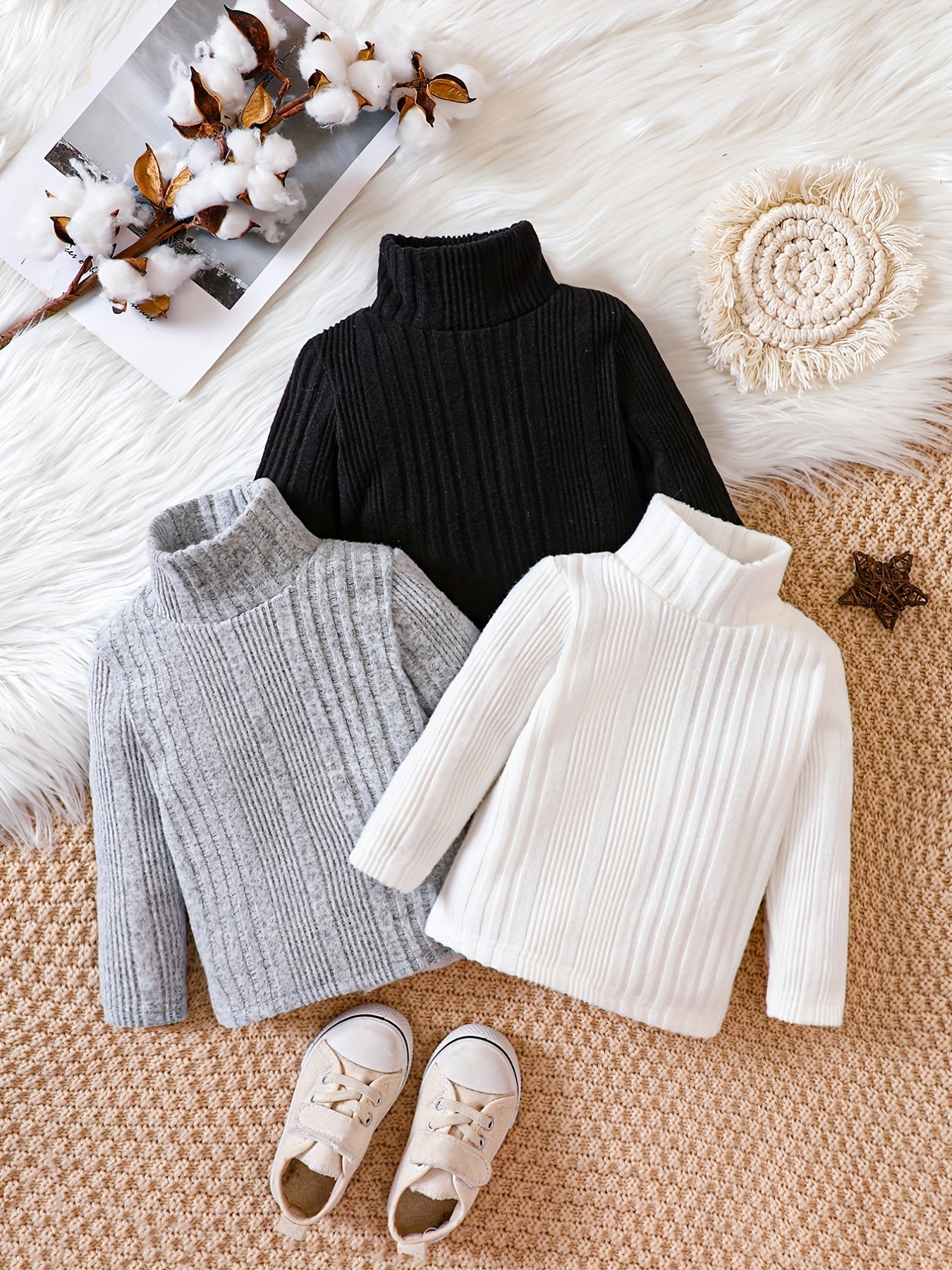 Baby Girls Knit Sweater Turtleneck Long Sleeve Cropped T shirt Crop Tops