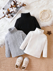 Baby Girls Knit Sweater Turtleneck Long Sleeve Cropped T shirt Crop Tops