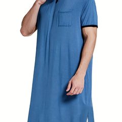 Men's Long Nightgown Thin T-shirt Loose Loungewear Pajamas Arab Robe