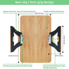 Bamboo Sofa Arm Table with Foldable Tray Clip Table