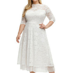 Floral Print Mesh Sleeve Midi Dress Plus Size