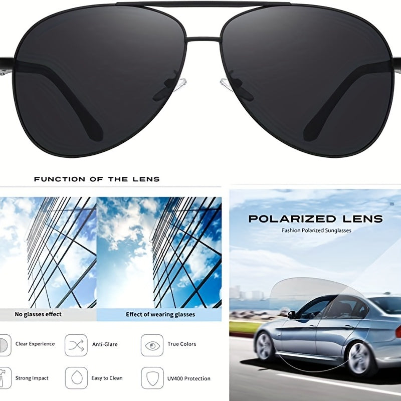 Men's Polarized Aviator Sunglasses UV400 Metal Double Beam Driving Glasses