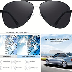 Men's Polarized Aviator Sunglasses UV400 Metal Double Beam Driving Glasses