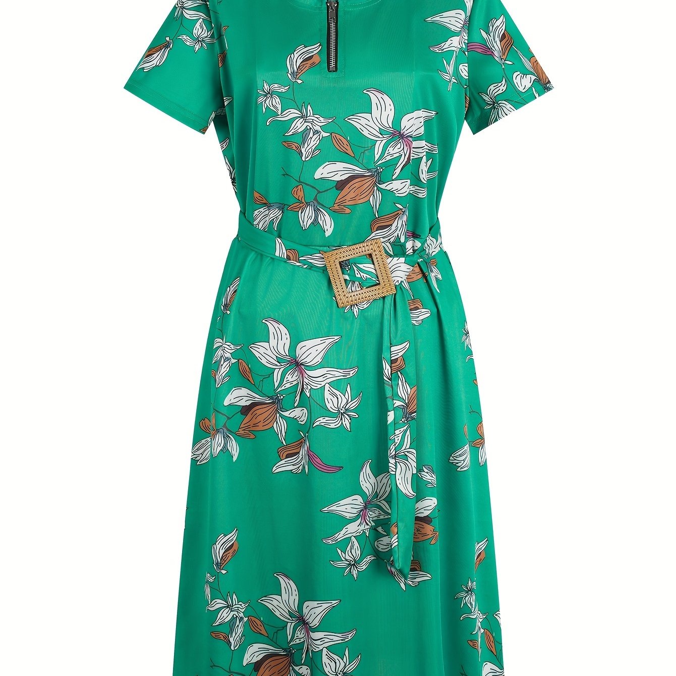Floral Zipper Midi Dress