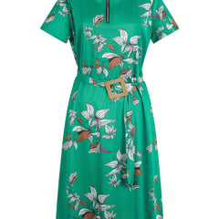 Floral Zipper Midi Dress
