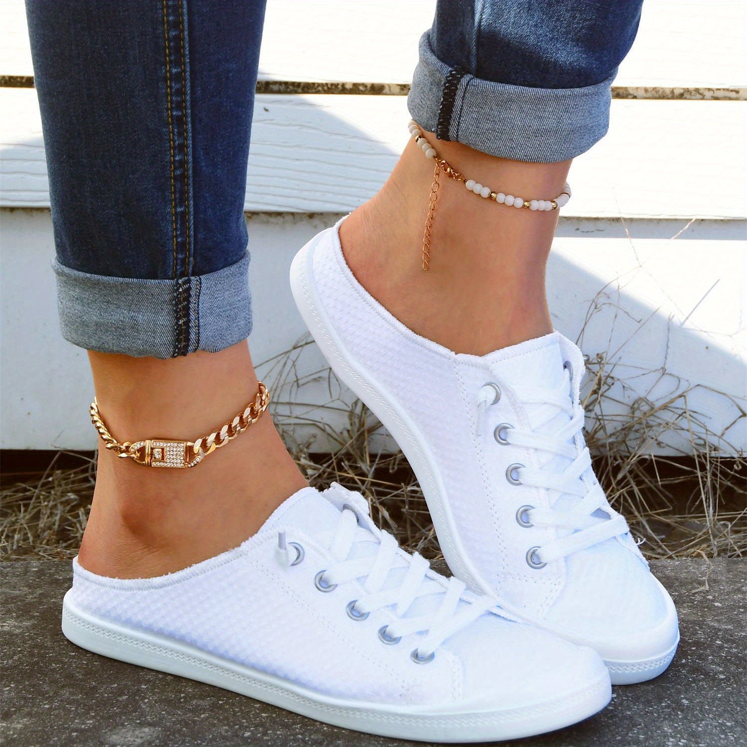 Women's Slip on Mules Sneakers Lace Up Lightweight Walking Shoes