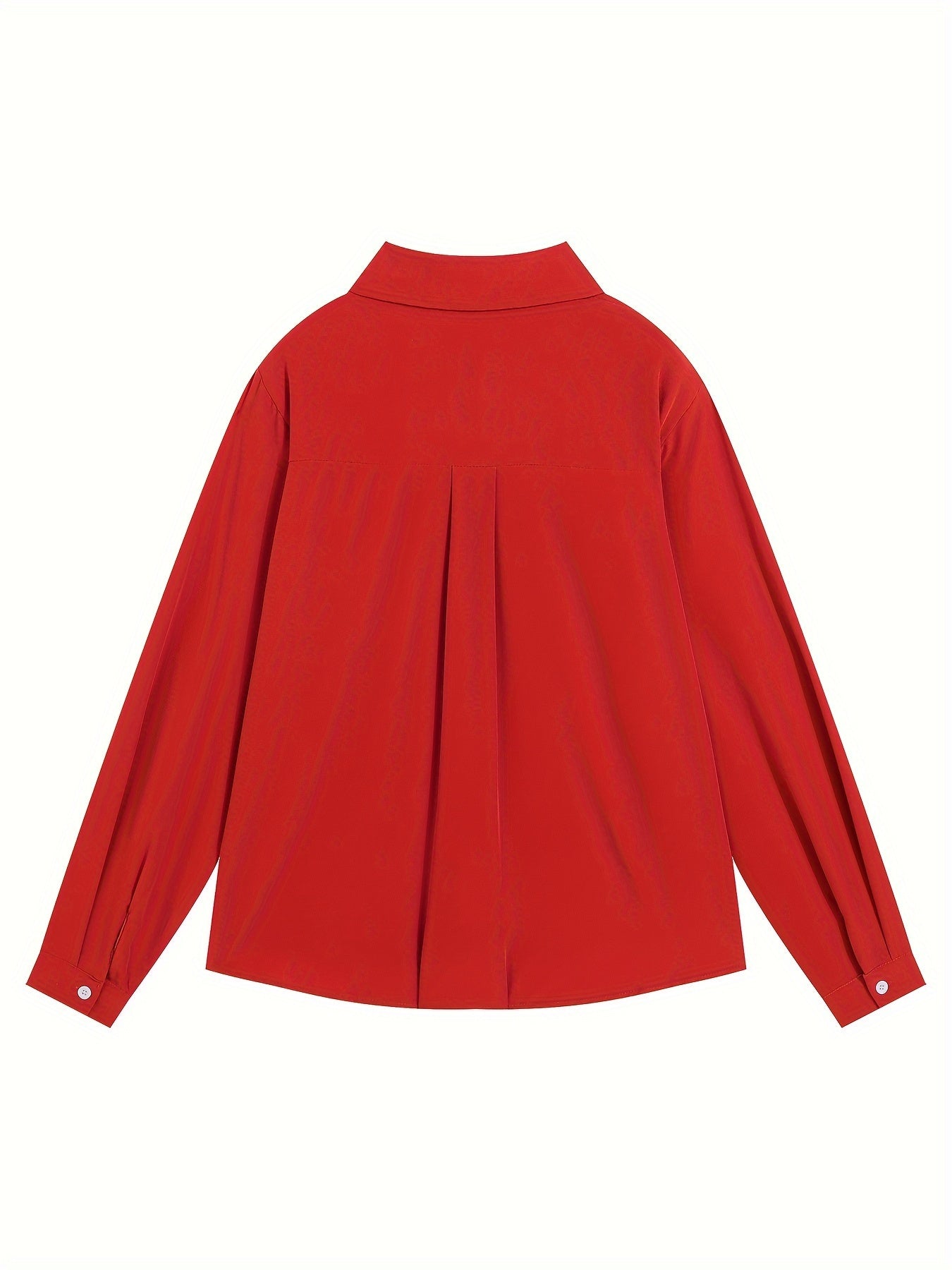 Casual Blouse Women's Plus Solid Button Up Long Sleeve